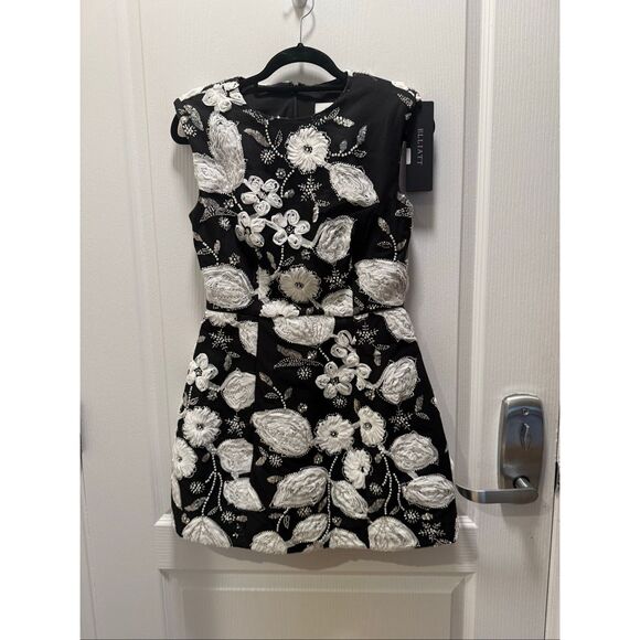 ELLIATT Carol Tulip Mini Dress in Black & White Birthday Party size S NWT $510 - Picture 5 of 7